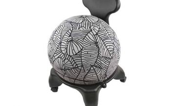 Capa para Bola de Yoga com estampa de folhas preto e branco