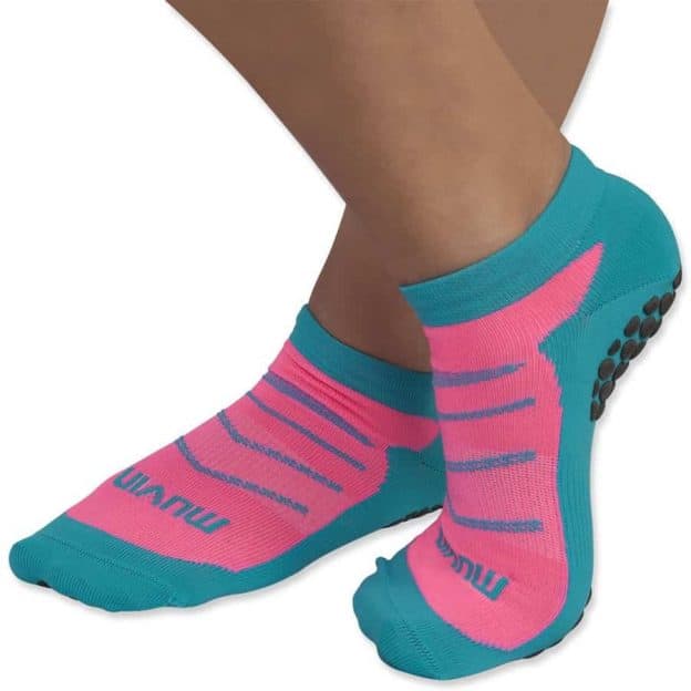 Meia pilates Muvin azul e rosa